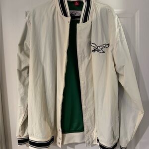 Philadelphia Eagles Mitchell & Ness Cream Varsity Windbreaker Jacket